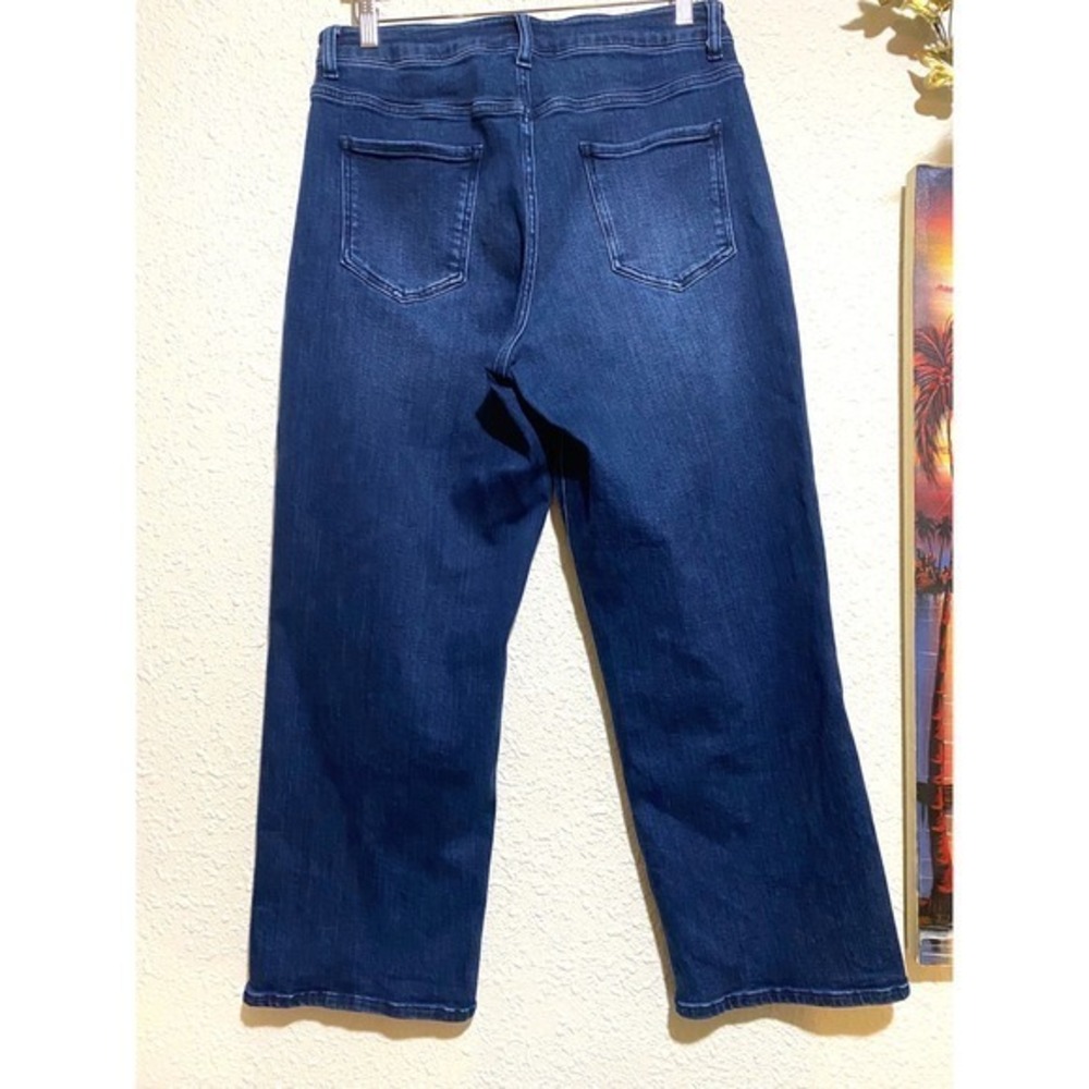 Quince Stretch High Rise patch pocket Y3K Pocket Wide Leg Jeans Dark Wash 31 - Picture 4 of 8